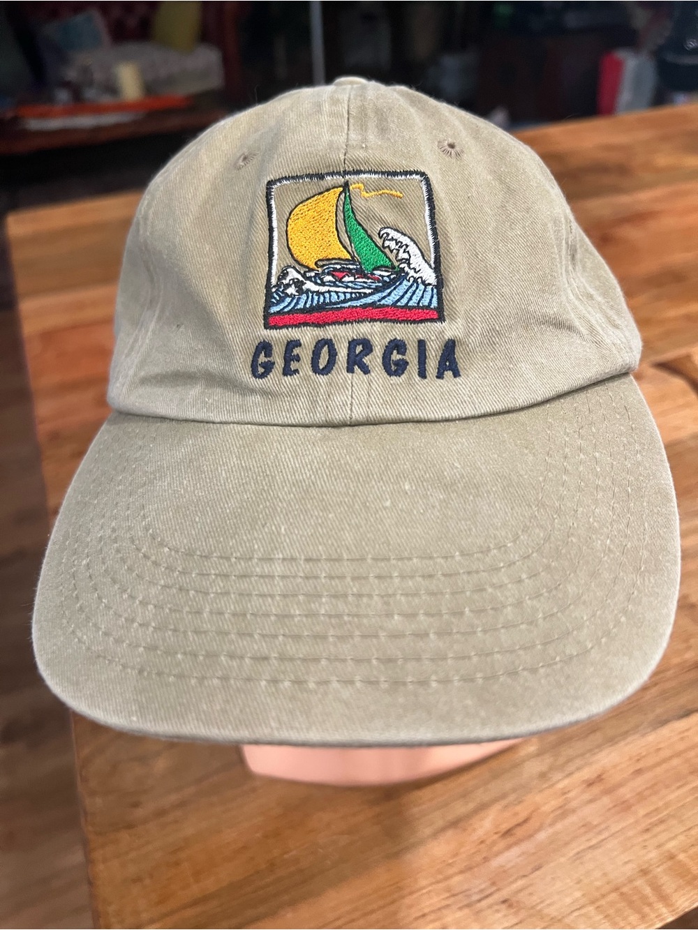 Georgia Embroidered Khaki Baseball Cap - Picture 8 of 14